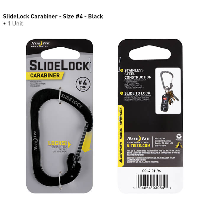 Black Niteize Slidelock Carabiner Stainless Steel #2