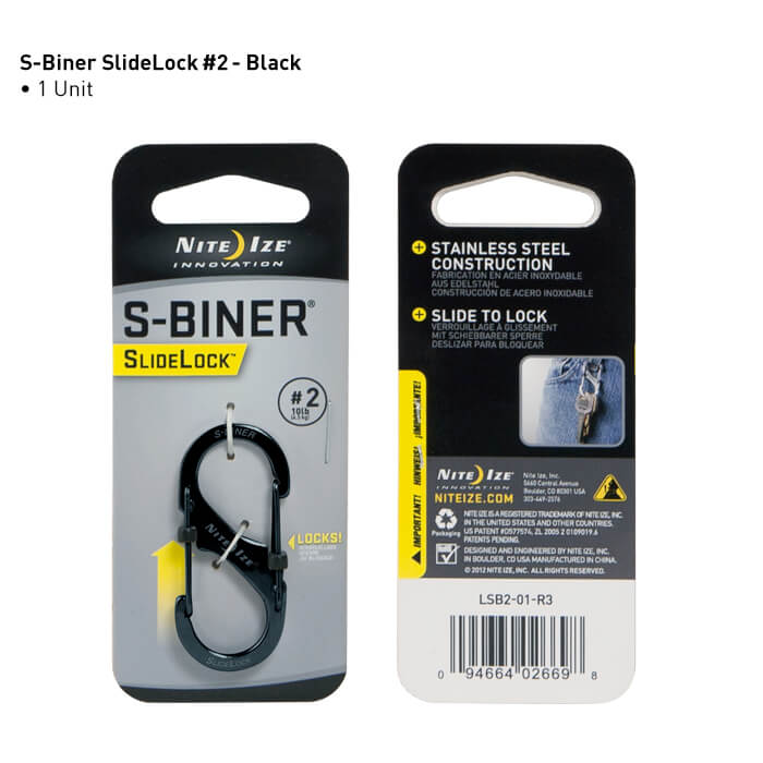 Nite Ize S-Biner SlideLock Black Stainless Steel Locking #2 #3 #4 3-Pack of 3 One Size 